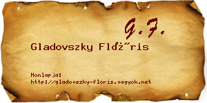 Gladovszky Flóris névjegykártya